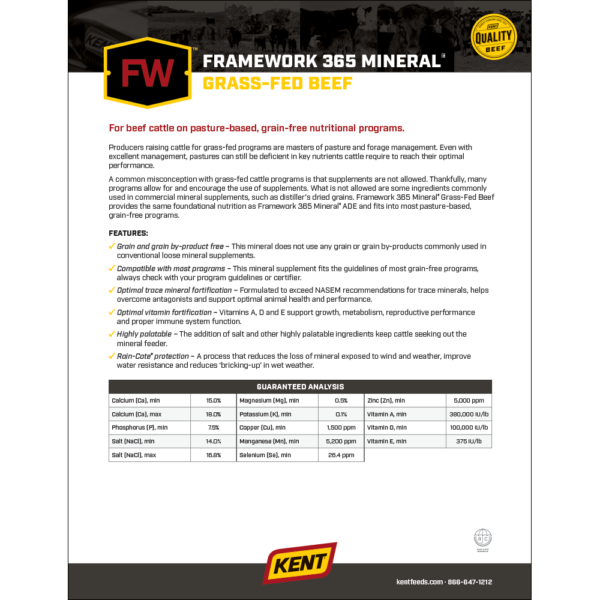 Framework 365 Mineral Grass-Fed Beef Sell Sheet