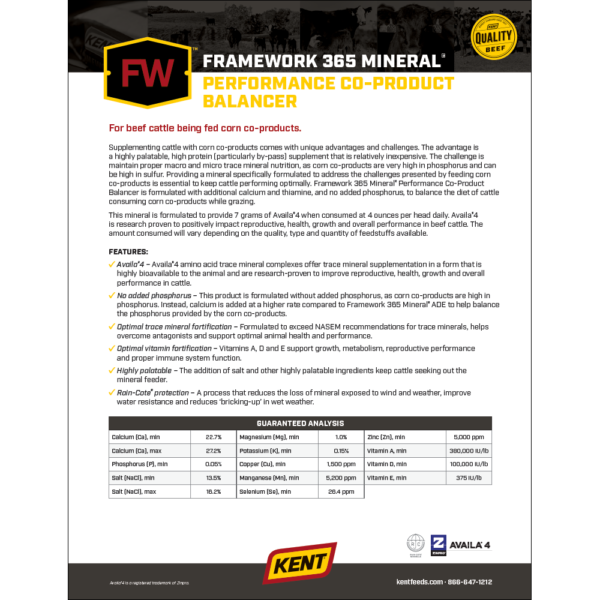 Framework 365 Mineral Performance Co-Product Balancer Sell Sheet